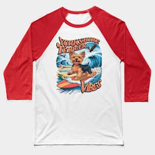 Wave-Riding Yorkshire Terrier Pup Baseball T-Shirt